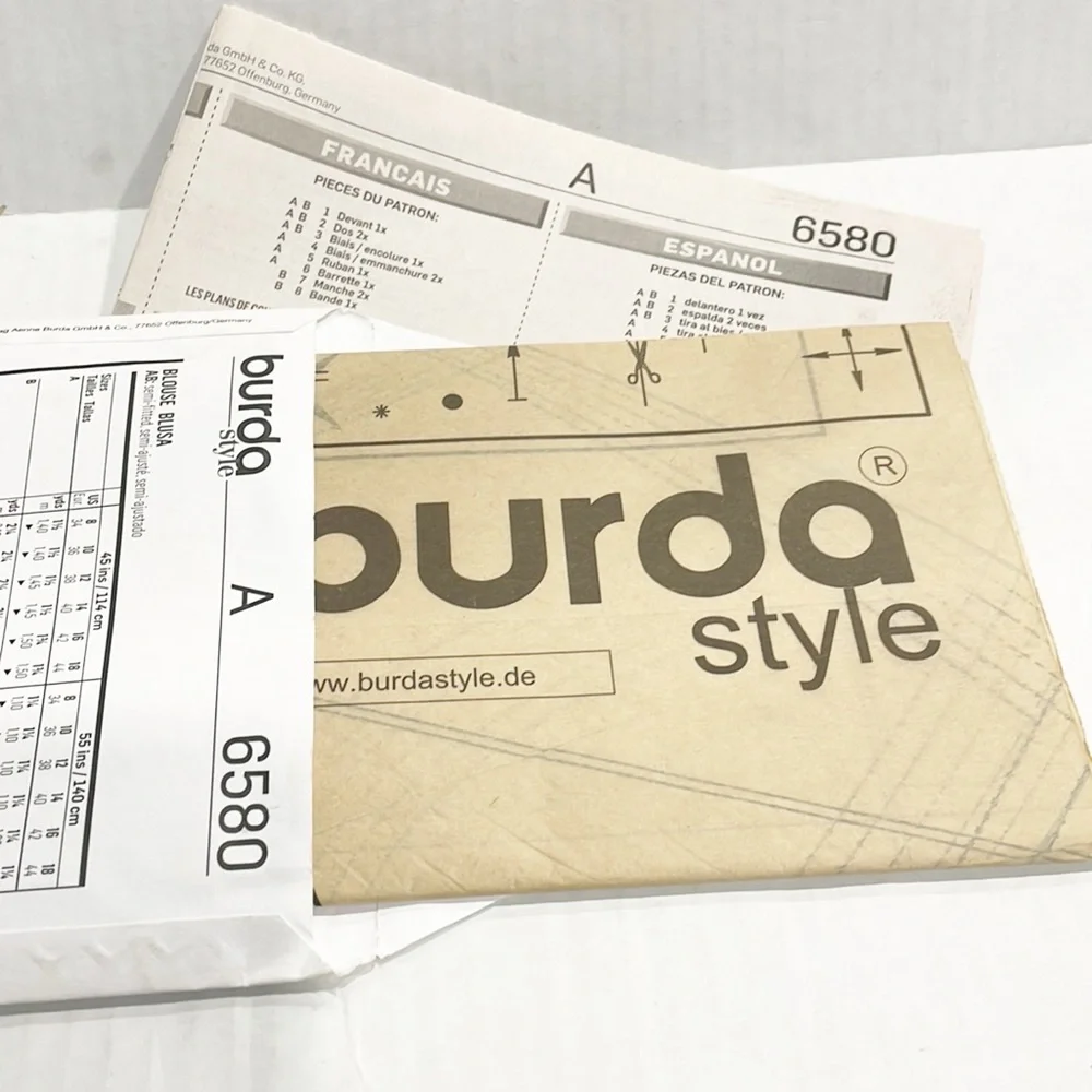 Burda Style Sewing‎ Pattern 6580 UNCUT Factory Folded Womens Blouse size 8-18